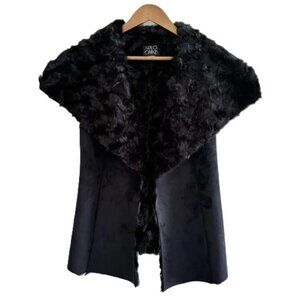 NWT Fur Faux Suede Vest | Dolce Cabo | Small | Black